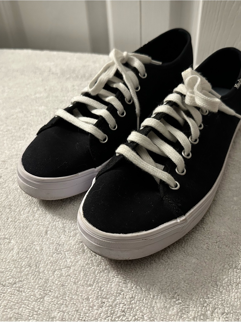 Keds Black Canvas Low-Top Sneakers with White Laces